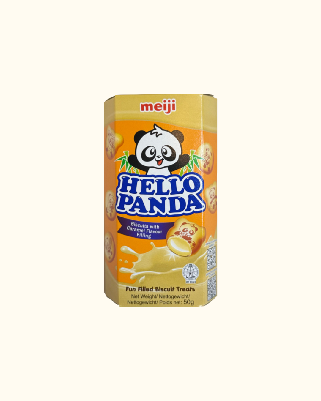 Meiji hello panda keksit karamellin makuisella täytteellä